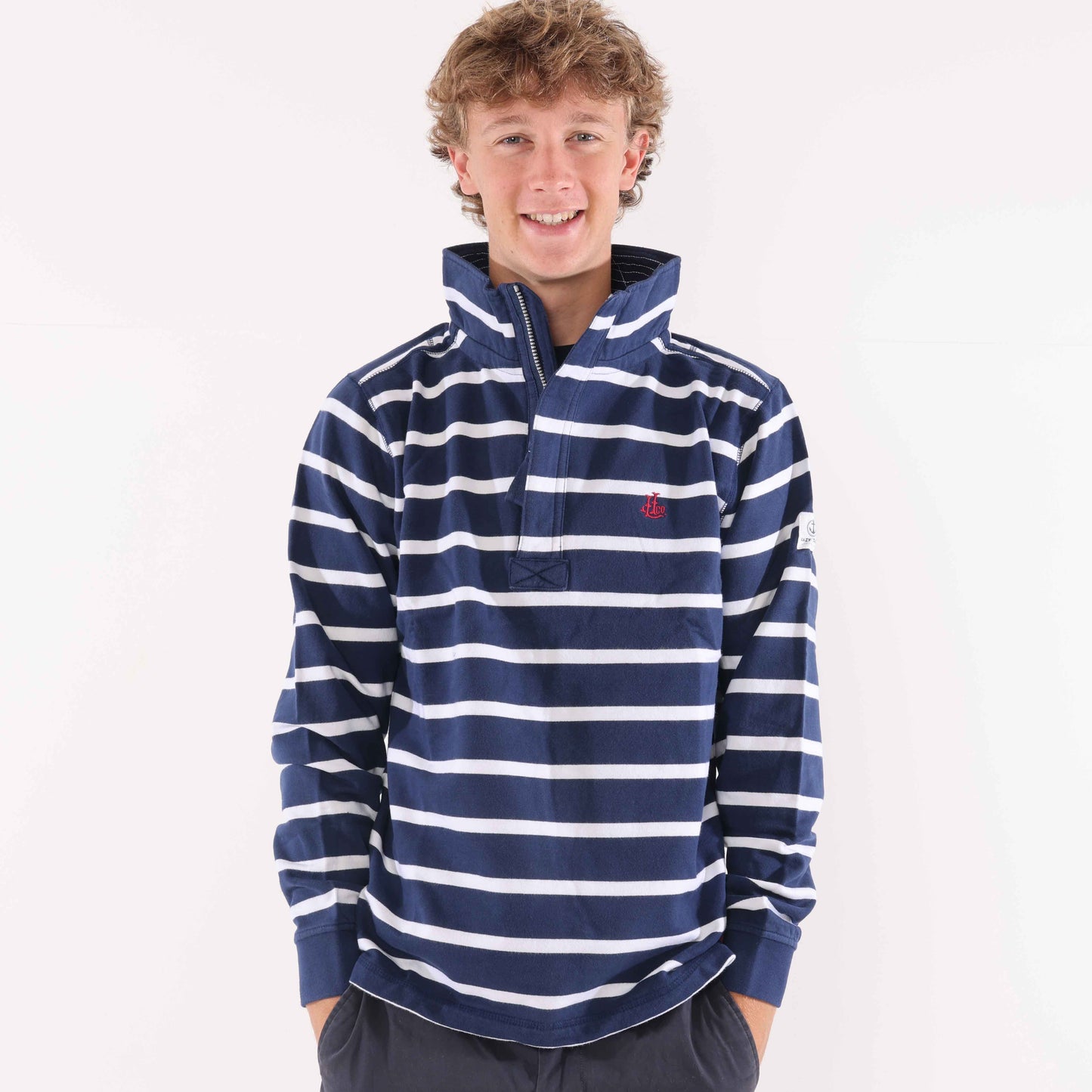 LJ39 - 1/4 Zip Striped Sweatshirt - Marine