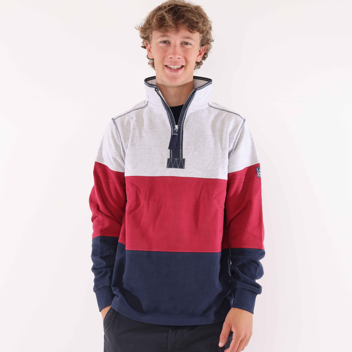 LJ19 - Men's Colour Block Sweatshirt - Rouge