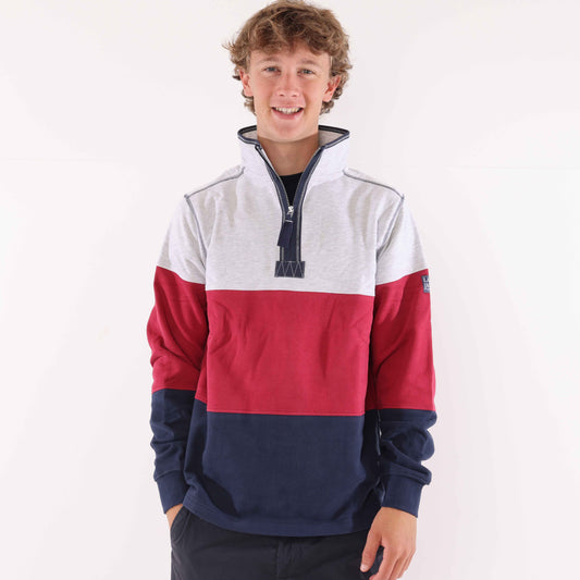 LJ19 - Men's Colour Block Sweatshirt - Rouge