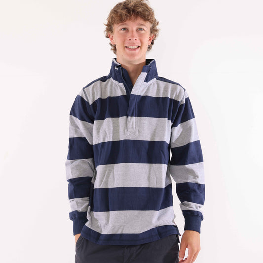 LJ39 - Striped 1/4 zip sweatshirt - Grey Marle