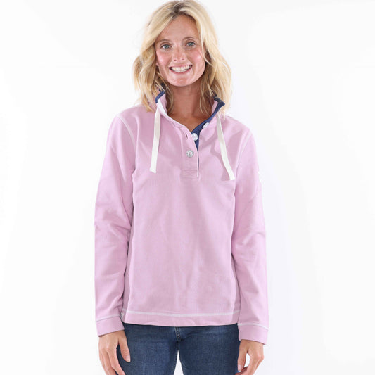 LJ301 - Pique Button Neck Sweatshirt - Pink