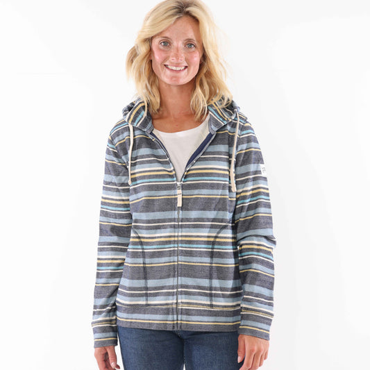 LJ302 - Textured Striped Hooded Sweatshirt - Twilight