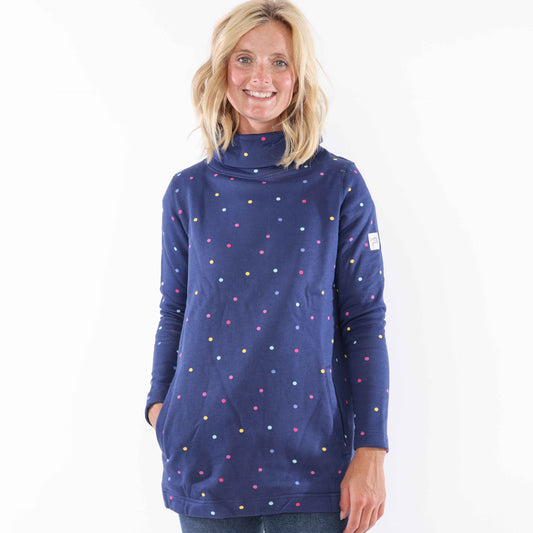 LJ20 Polka Dot - Roll Neck Sweatshirt - Multicoloured Spot