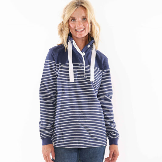 LJ14 - Ladies Button Neck Sweatshirt - Twilight