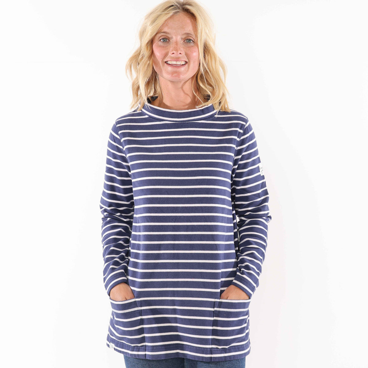 LJ94S - Striped Roll Neck Sweatshirt - Twilight