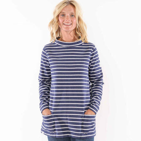 LJ94S - Striped Roll Neck Sweatshirt - Twilight
