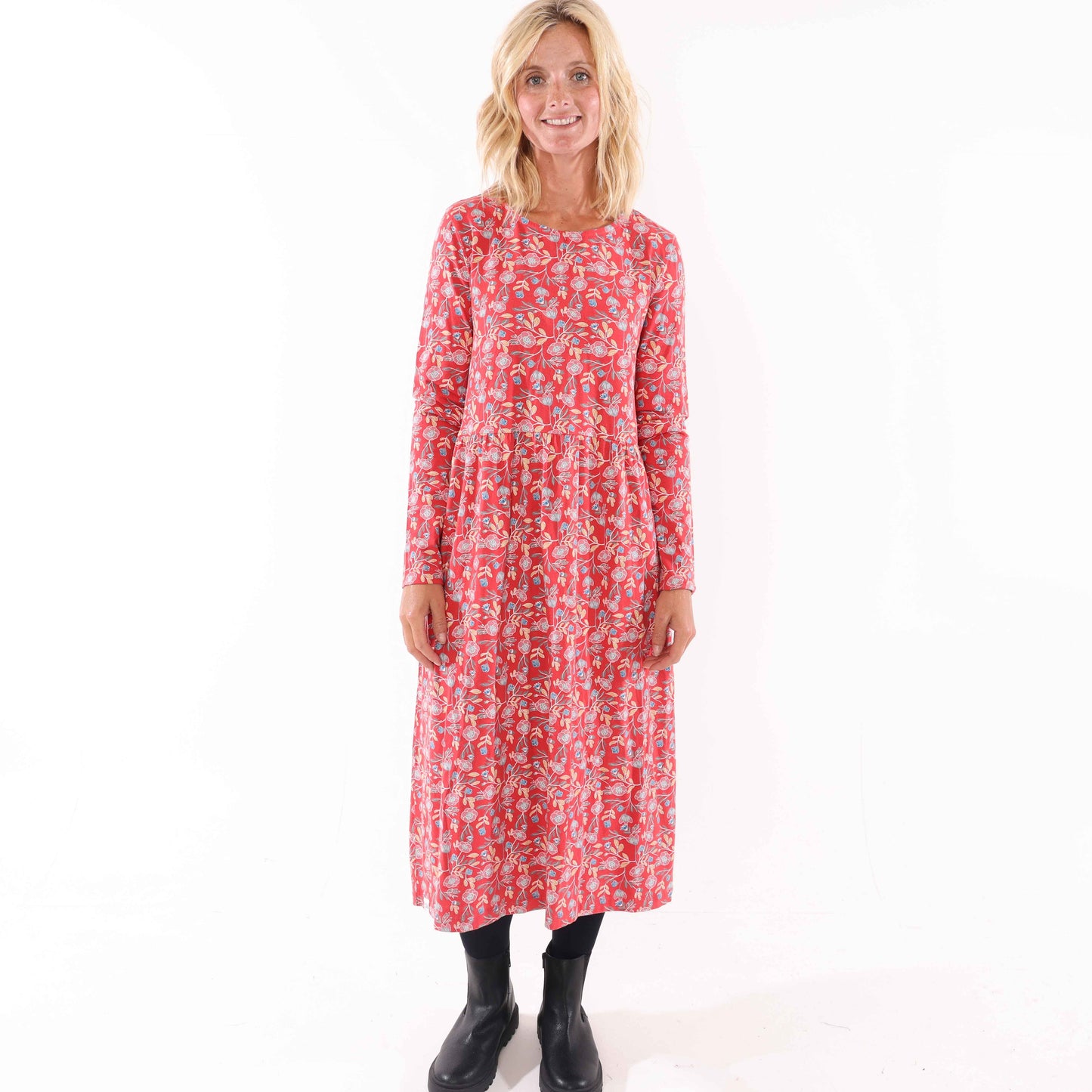 LJ534 - Printed Midi Dress - Garland Flowers