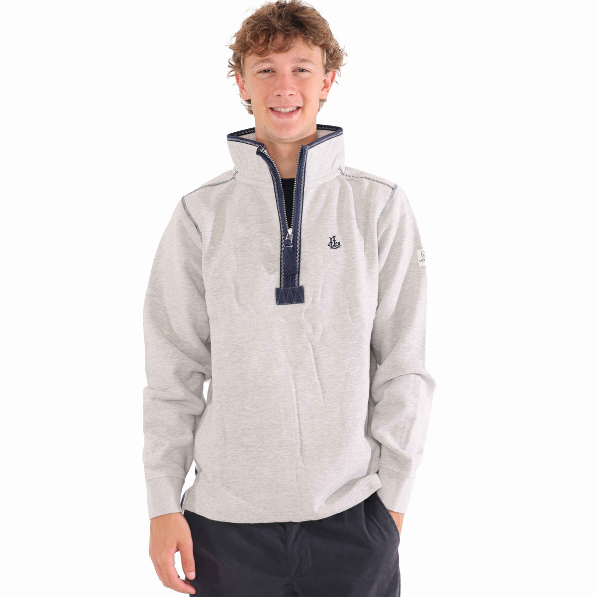 LJ40 - Men's Quarter Zip Sweatshirt - Grey Marle