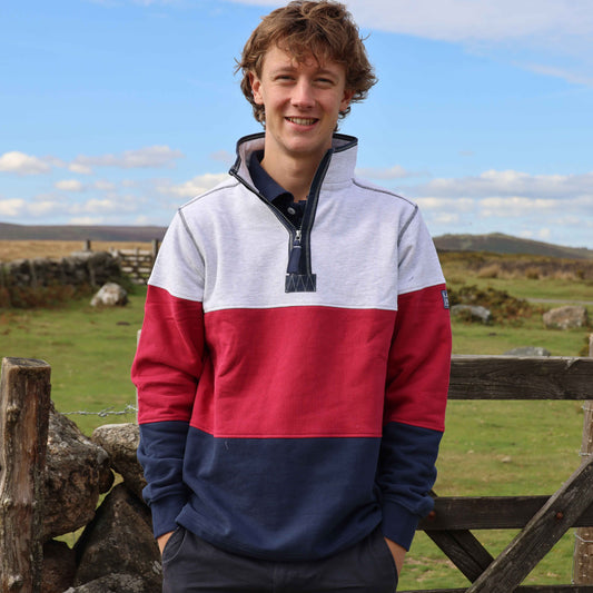 LJ19 - Men's Colour Block Sweatshirt - Rouge