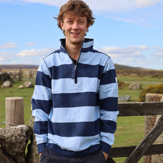 LJ51 - Mens Striped Sweatshirt - Sky