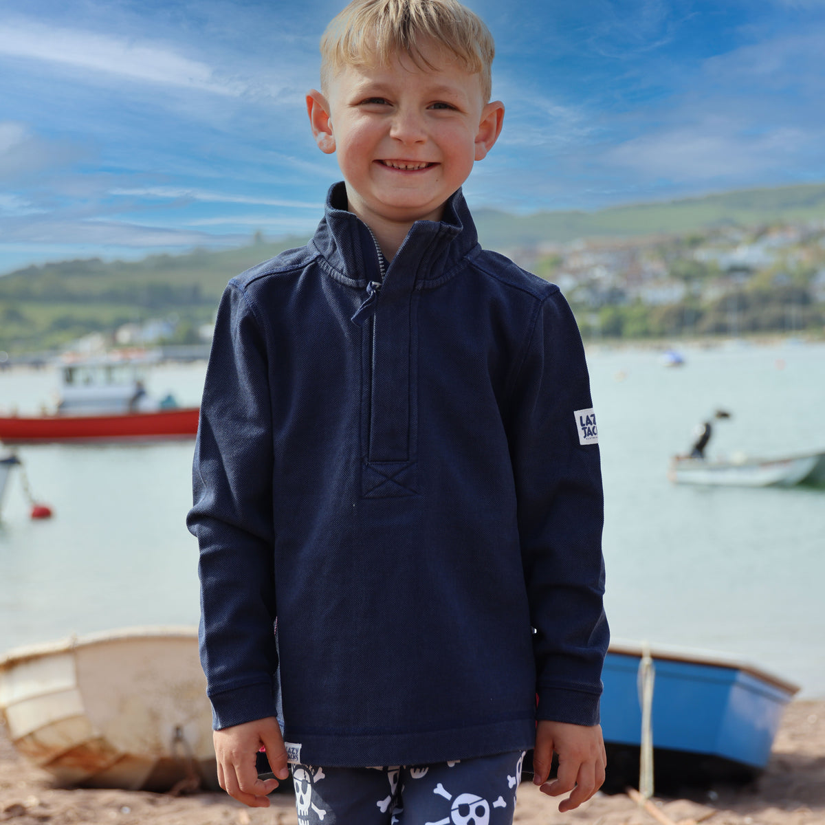 LJ700C - Boys 1/4 Zip Pique Sweatshirt - Marine