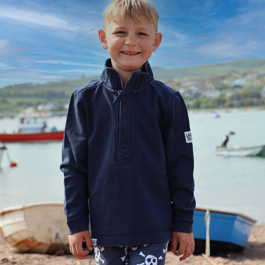 LJ700C - Boys 1/4 Zip Pique Sweatshirt - Marine