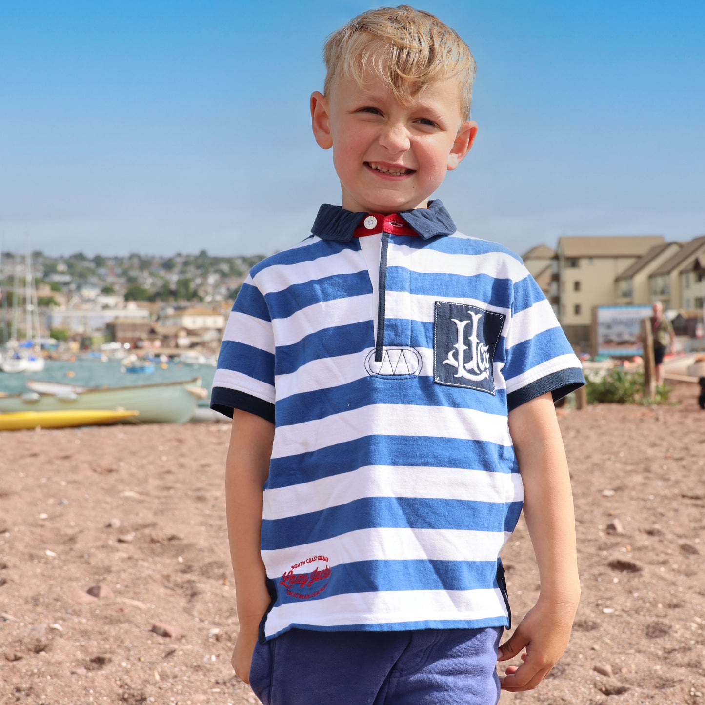 LJ24CE - Striped Rugby Shirt - Royal