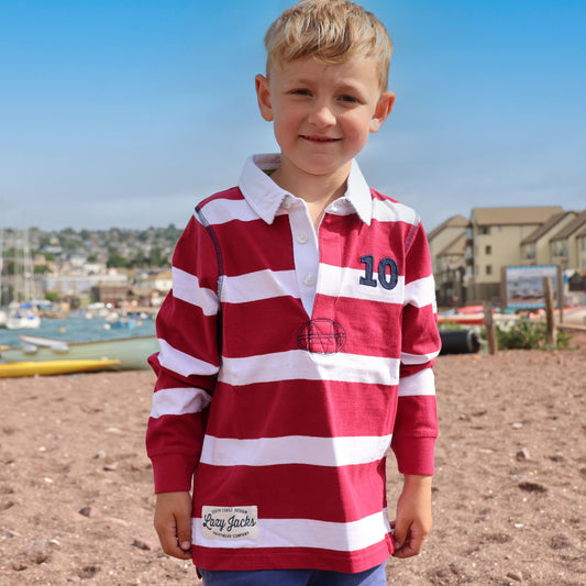LJ78C - Long Sleeve Rugby Top - Crimson