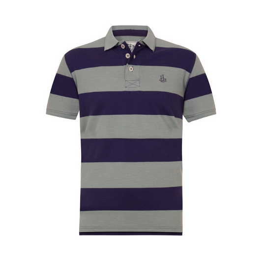 LJ18E - Men's Striped Pique Polo - Maritime