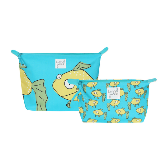 Cosmetic and Wash Bag Pair - Fish