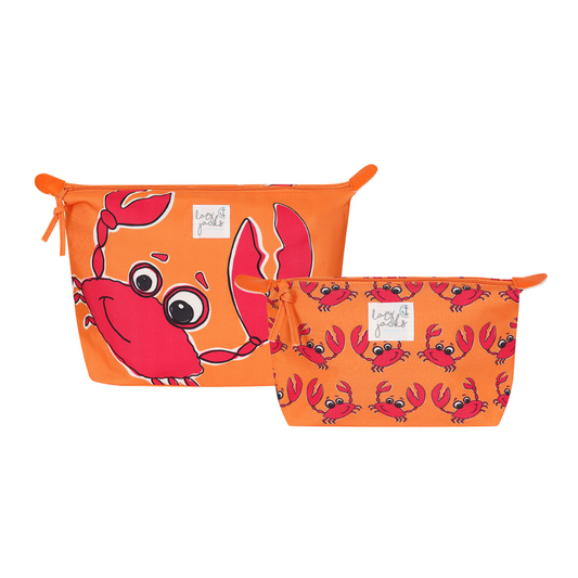 Cosmetic and Wash Bag Pair - Crab