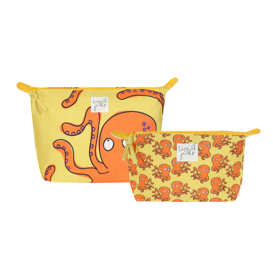 Cosmetic and Wash Bag Pair - Octopus