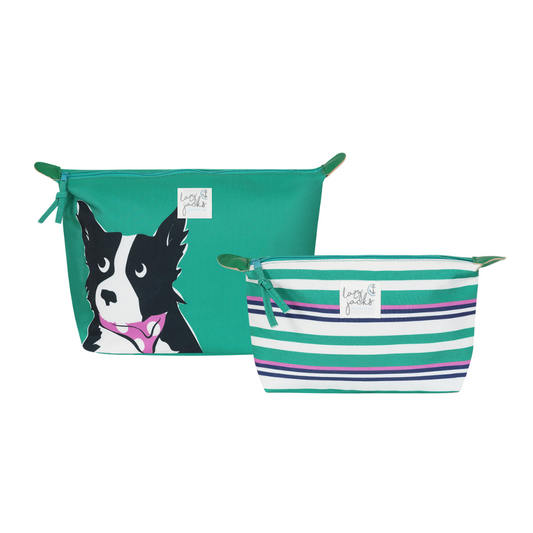 Cosmetic and Wash Bag Pair - Sheepdog
