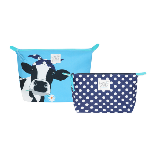 Cosmetic and Wash Bag Pair - Cow