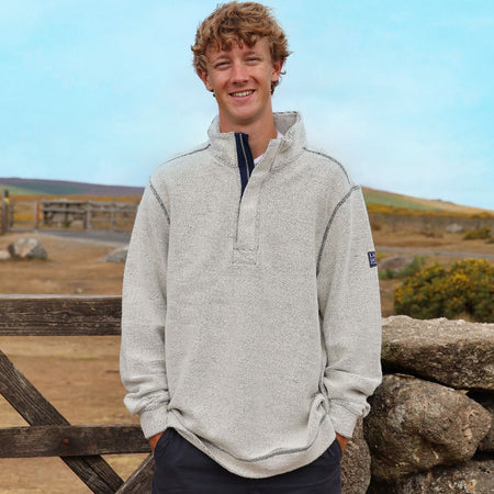 LJ703 - Men's 1/4 Zip Textured Sweatshirt - Grey Marl