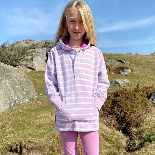 LJ36C - Button Neck Hooded Sweatshirt - Rose