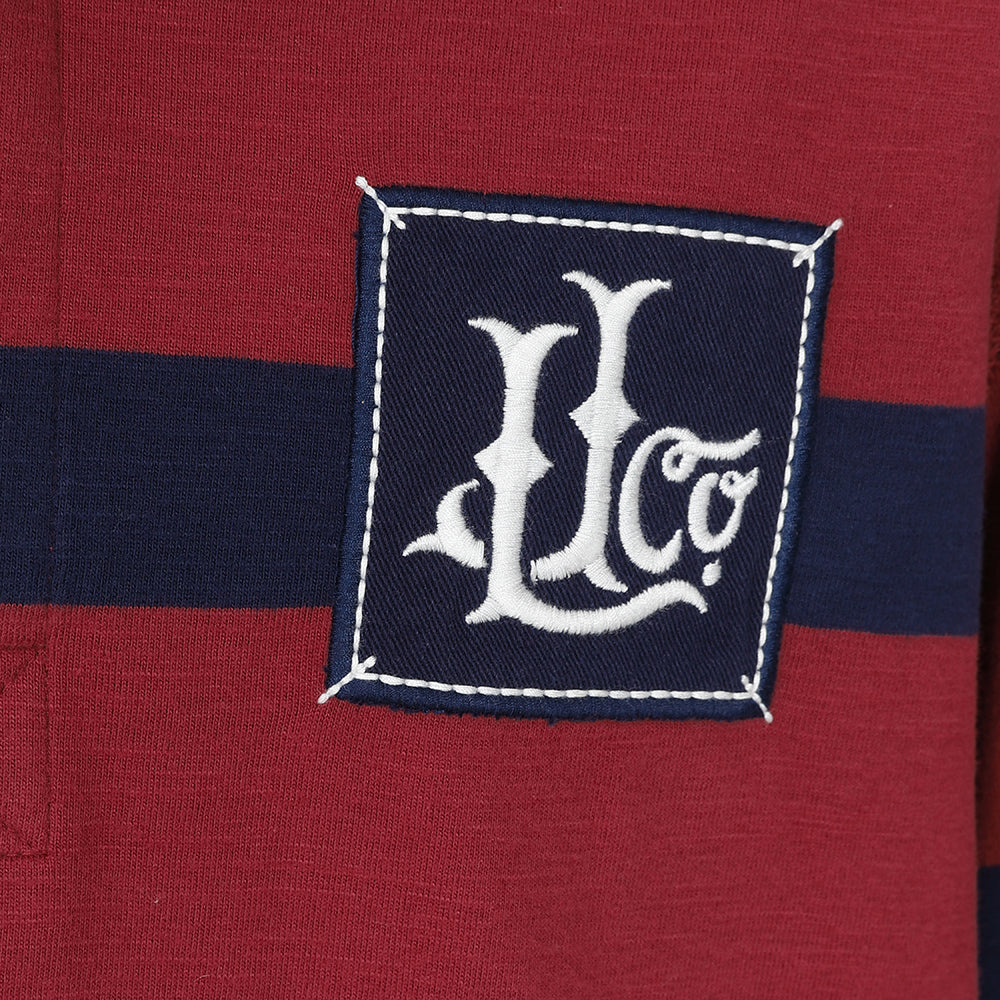 LJ78C - Boys Striped Rugby Shirt - Red