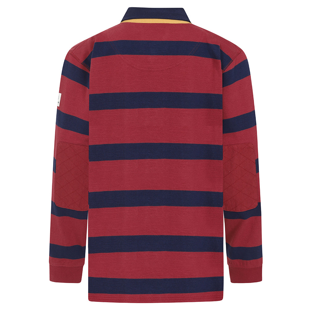 LJ78C - Boys Striped Rugby Shirt - Red