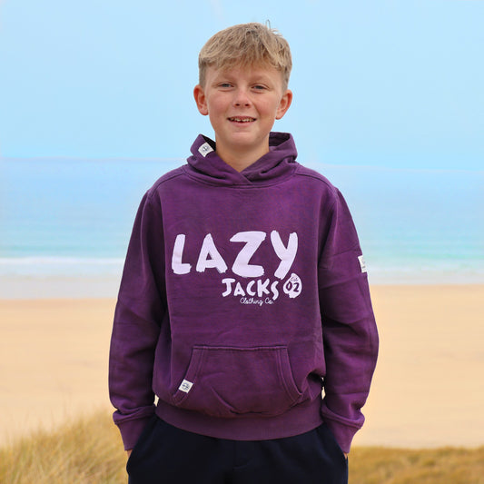 LJ21C - Boys Printed Hooded Sweatshirt - Grape