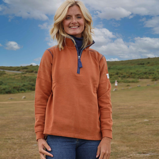 LJ3 - Ladies Quarter Zip Sweatshirt - Orange