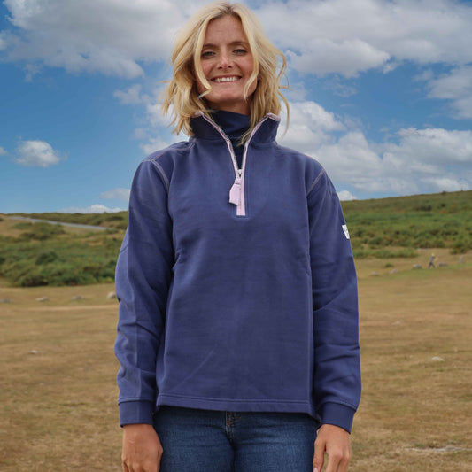 LJ3 - Ladies 1/4 Zip Sweatshirt - Twilight Pink Trim
