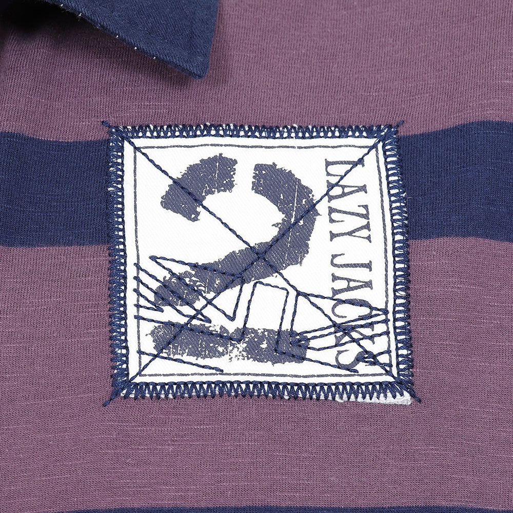 LJ78 Striped Rugby Shirt Grape Lazy Jacks