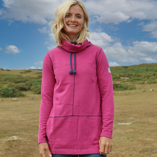 LJ99 - High Neck Sweatshirt With Pockets - Honeysuckle