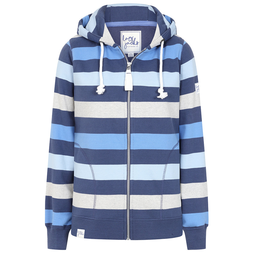 LJ101S - Ladies Striped Full Zip Hoody - Winter blues