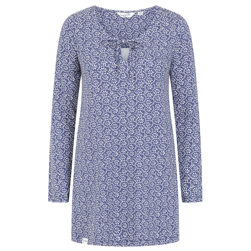 LJ115 - Printed Tie Front Tunic - Mosaic Twilight