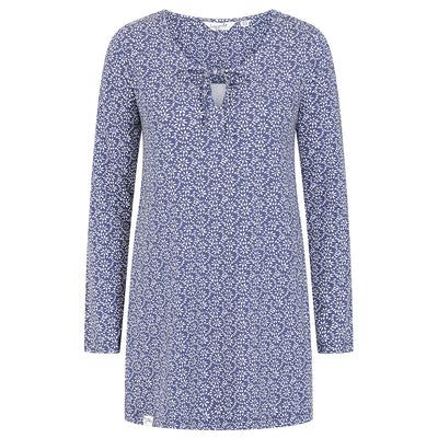 LJ115 - Printed Tie Front Tunic - Mosaic Twilight