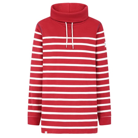 LJ20S - Striped Roll Neck Sweatshirt - Red