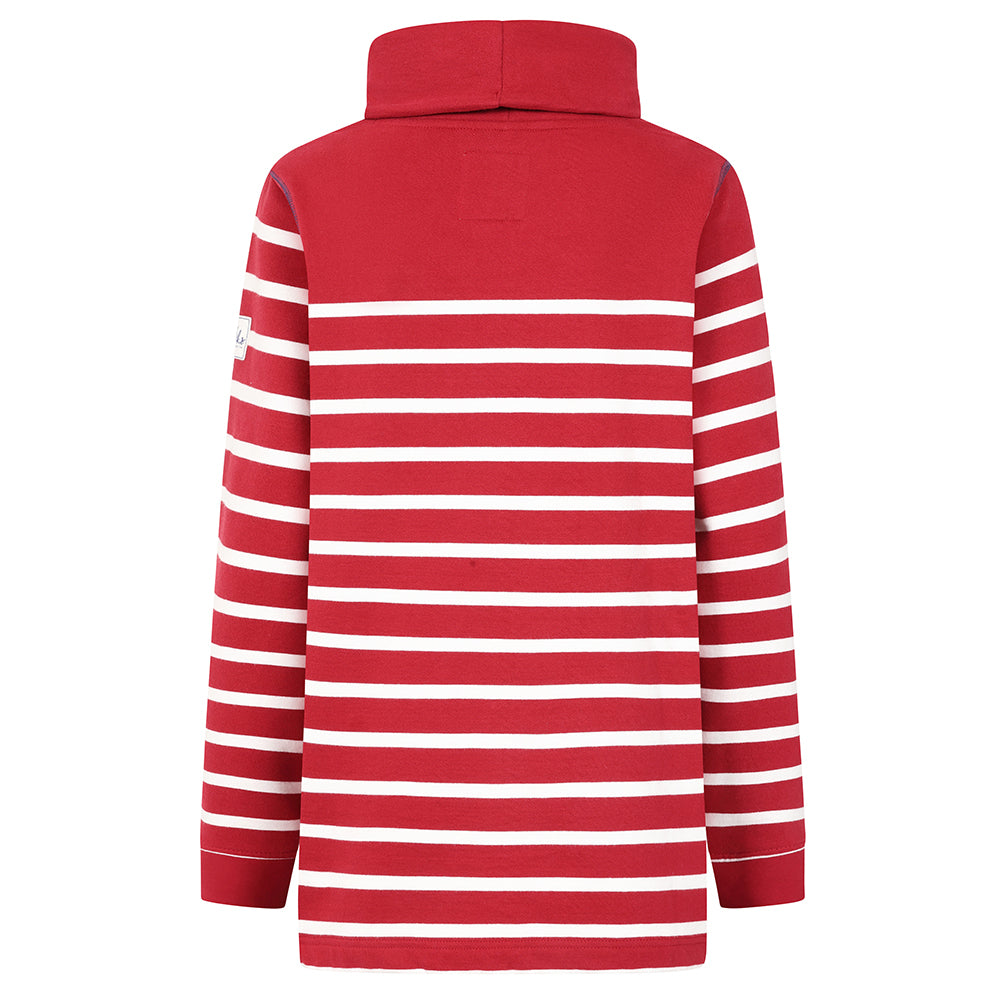 LJ20S - Striped Roll Neck Sweatshirt - Red