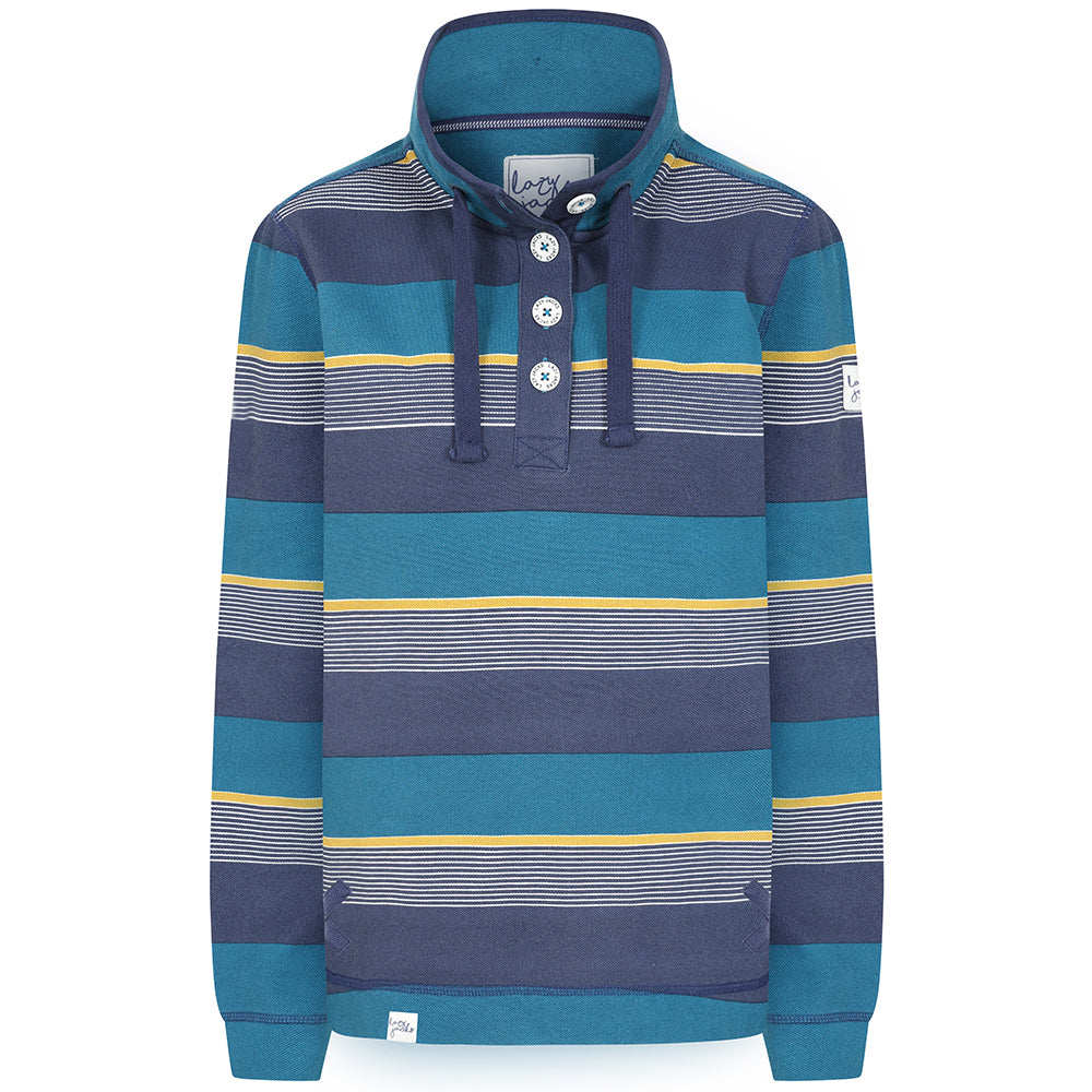 LJ301S - Ladies Striped Pique Sweatshirt - Teal