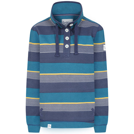 LJ301S - Ladies Striped Pique Sweatshirt - Teal