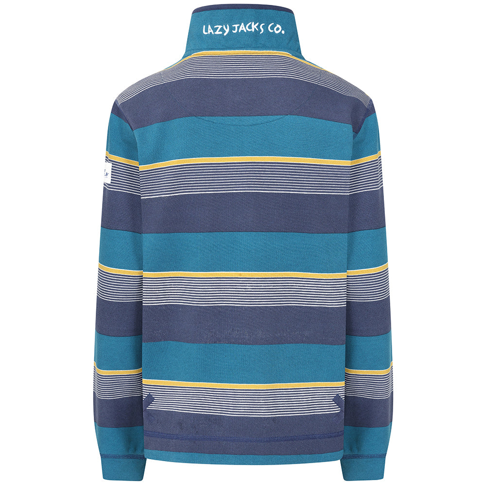 LJ301S - Ladies Striped Pique Sweatshirt - Teal