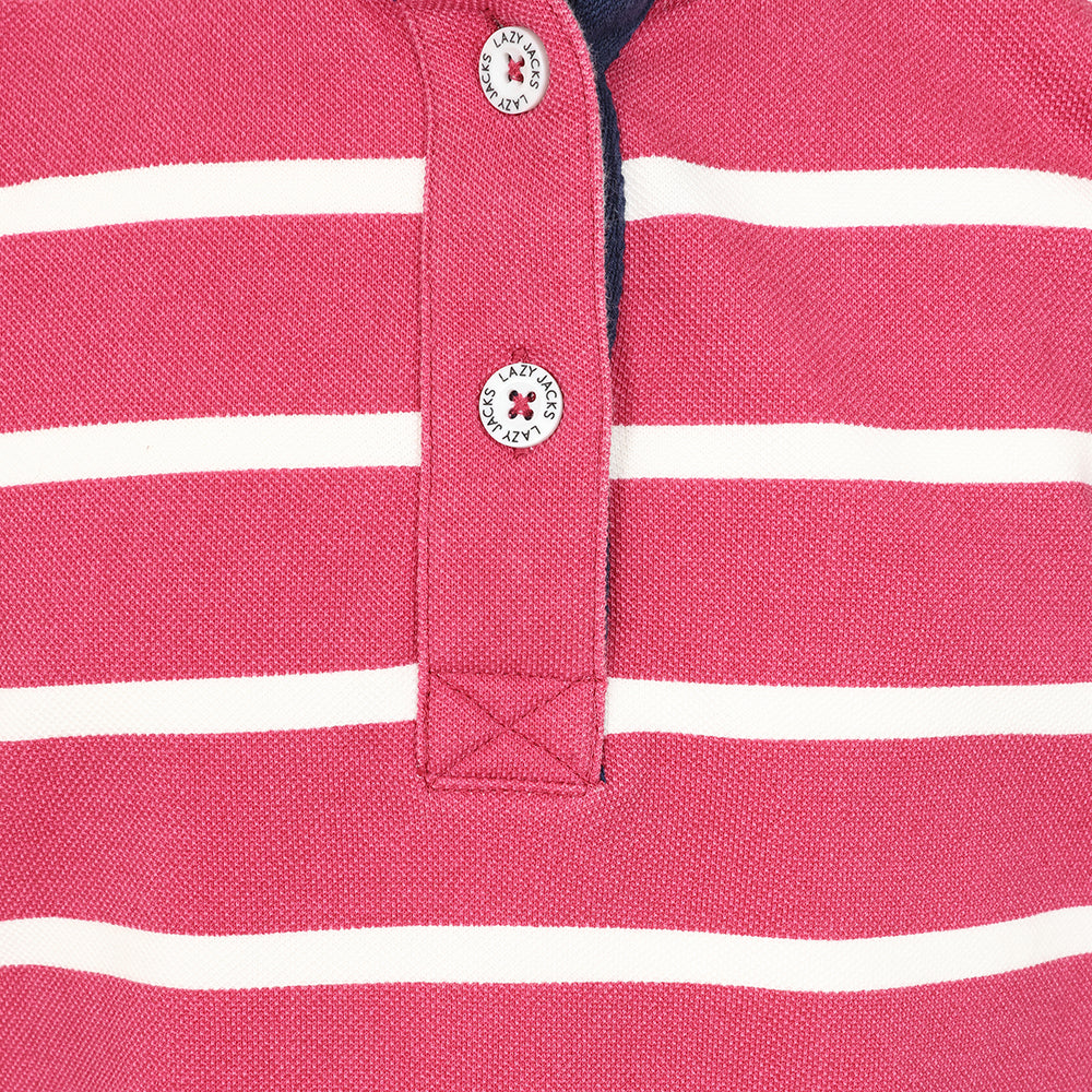 LJ301SC - Girls Pique Striped Sweatshirt - Cherry