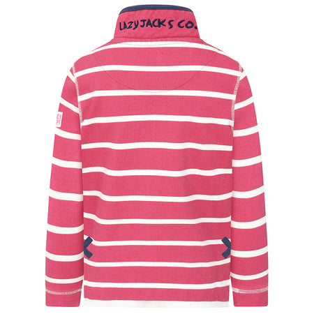LJ301SC - Girls Pique Striped Sweatshirt - Cherry