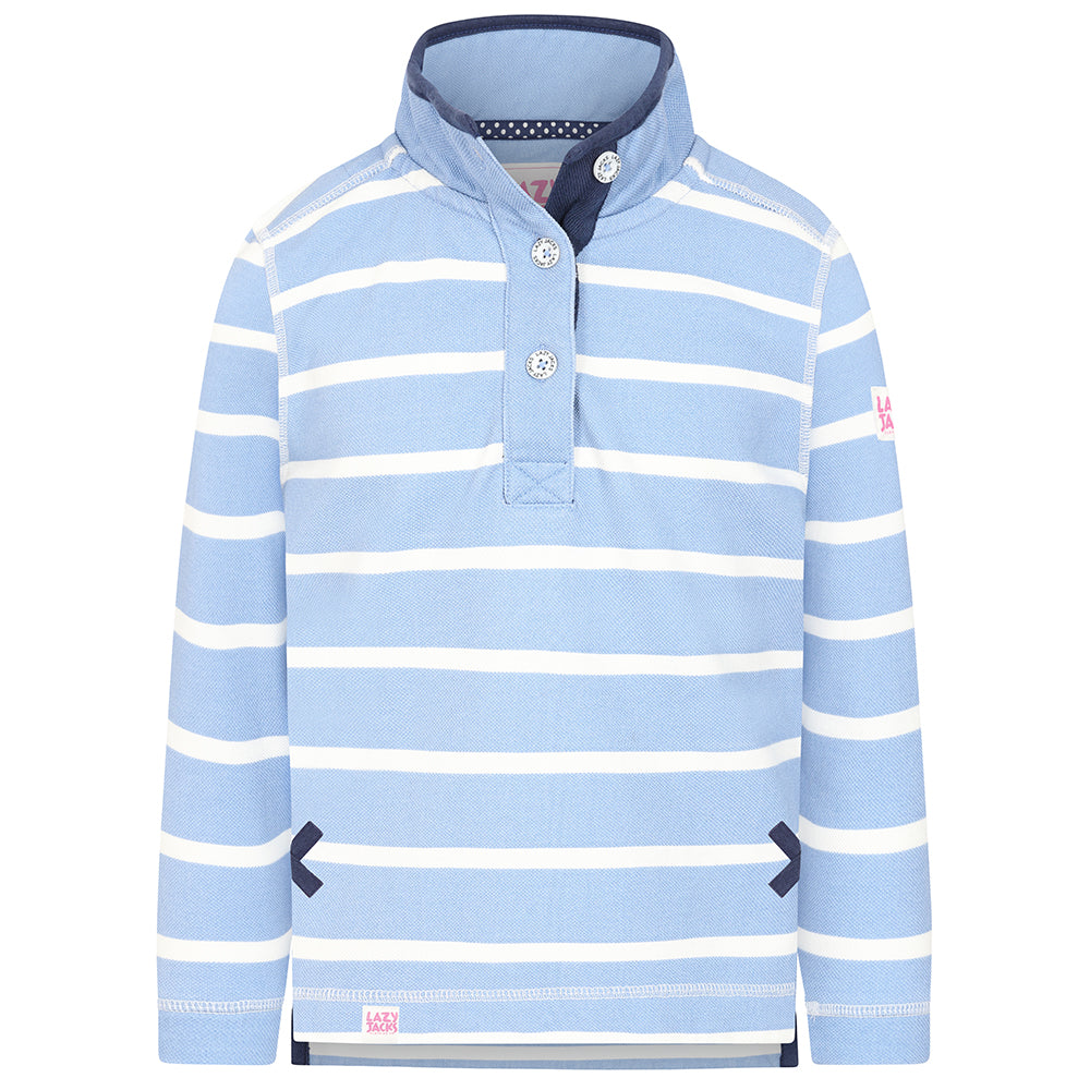 LJ301SC - Girls Pique Striped Sweatshirt - Sky