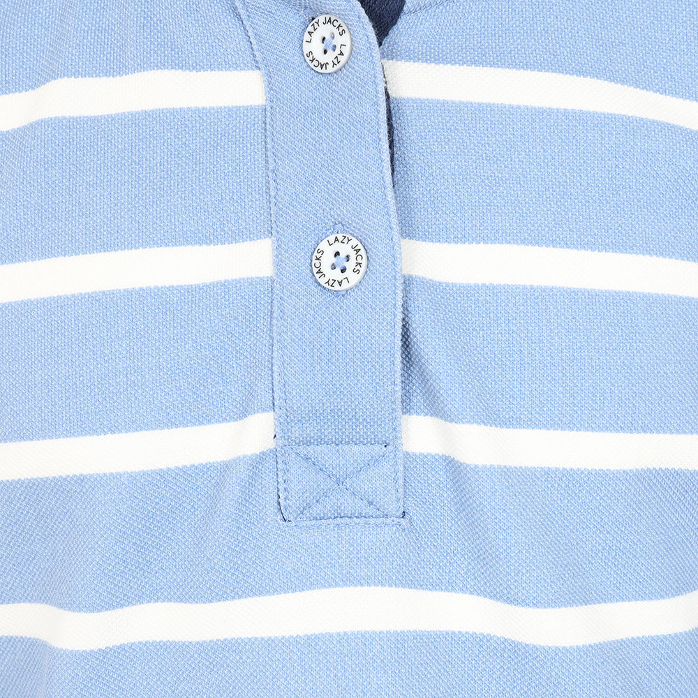 LJ301SC - Girls Pique Striped Sweatshirt - Sky