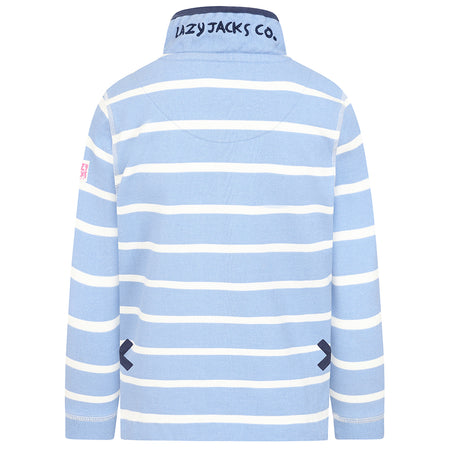 LJ301SC - Girls Pique Striped Sweatshirt - Sky