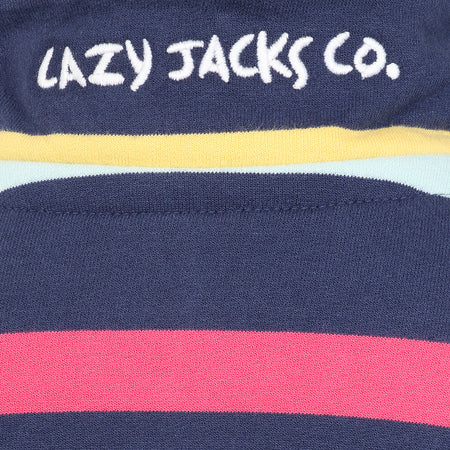 LJ35C  - Girl's Striped Quarter Zip Sweatshirt - Twilight