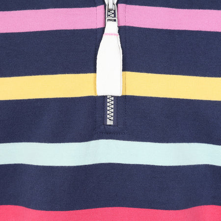 LJ35C  - Girl's Striped Quarter Zip Sweatshirt - Twilight