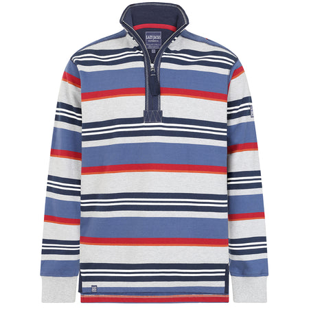LJ40S - Men's Stripe Quarter Zip Sweatshirt - Grey Marle