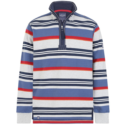 LJ40S - Men's Stripe Quarter Zip Sweatshirt - Grey Marle